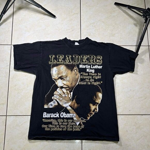 LEADERS President Barack Obama Martin Luther King BLM Cotton T-Shirt Sz S - Picture 1 of 7